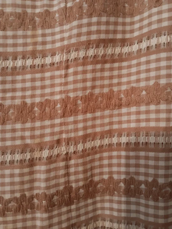 Sleeveless Beige Gingham Drop-Waist Dress - Picture 2 of 3